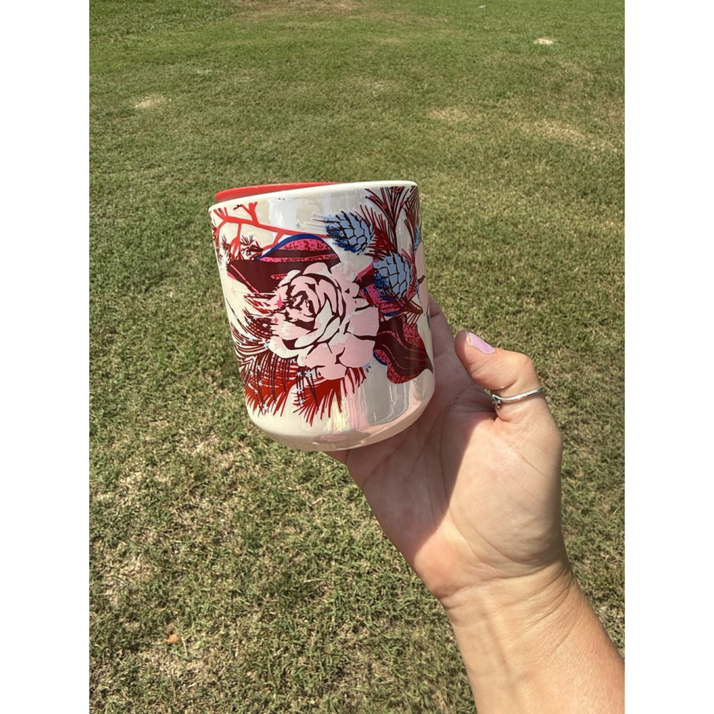 Starbucks Holiday 2023 Ceramic Double Walled Roses & Pinecones 8oz Tumbler